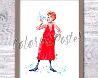 Madam Medusa Disney villain Medusa poster Villain print Villain wall decor House of villains Madam Medusa watercolor Kids room art V597
