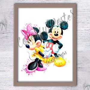 Mickey and Minnie Mouse art poster  wall decor Mickey Mouse poster Minnie Mouse wall art Kids room decor Nursery room wall art V241