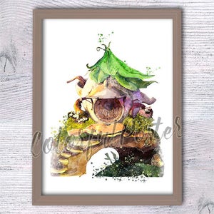 Tinker Bell poster Tinker Bell house Tinker Bell print Tinker Bell wall decor Kids room wall art Tinker Bell watercolor V537