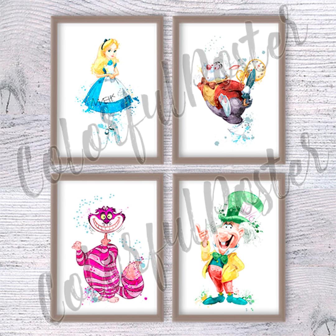 Alice in Wonderland Nursery Art: Watercolor Poster Set of 4 V519 - Etsy