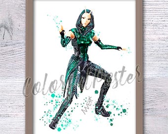 Gottesanbeterin Superheldin Art Print, Galaxie Göttin Wanddekor, Marvel inspiriertes Poster, Geschenk für Sie V637