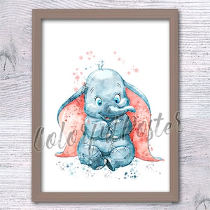 Dumbo Nursery Poster - Sweet Baby Elephant Decor - Disney Baby Room Art - Dumbo Shower Gift - Flying Elephant Print - Birthday Gift V614
