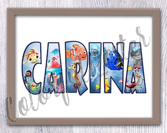 Finding Nemo Nursery Art: Custom Name Poster, Personalized Print V692