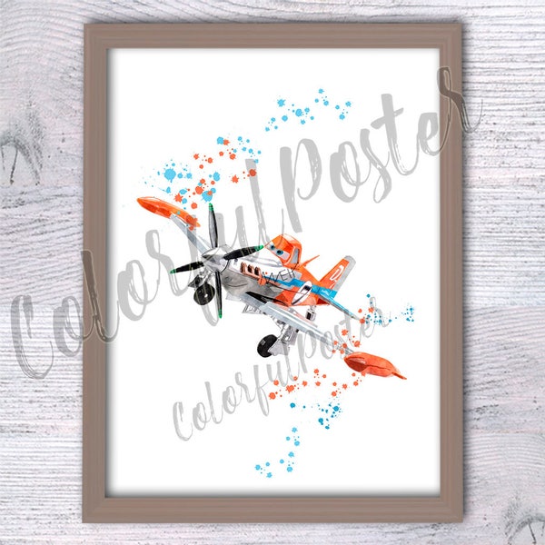 Planes poster Planes Dusty print Kids room wall art  watercolor Nursery room decoration Boys room art  wall decor V349