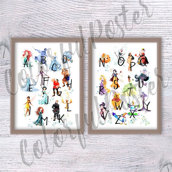 Alphabet Print Alphabet Disney Poster Disney Wall Decor Disney - Etsy