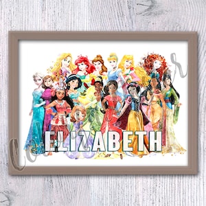 Custom princess name Personalized name poster Gift for her Personalized kid print Customized wall art Birthday gift Princess customized V683 image 1