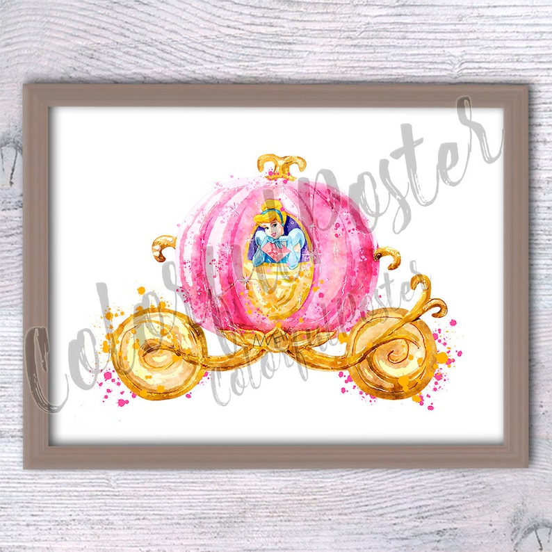 Cinderella Carriage Print Disney Wall Decor Disney Cinderella Etsy