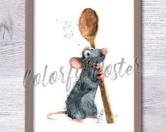 Ratatouille poster Ratatouille watercolor Ratatouille wall decor Ratatouille print Wall hanging art Kitchen wall decor V508