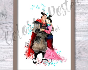 Mulan und Li Shang Poster, Disney Mulan Wandkunst, Mulan Druck, Disney Dekor, Disney Prinzessinnen Geschenk, Mulan Fan Geschenk, Disney V398