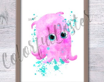 Pearl Finding Nemo  wall decor Nemo friends Nemo Pearl poster Nursery art Pink décor Kid room Pearl print V34