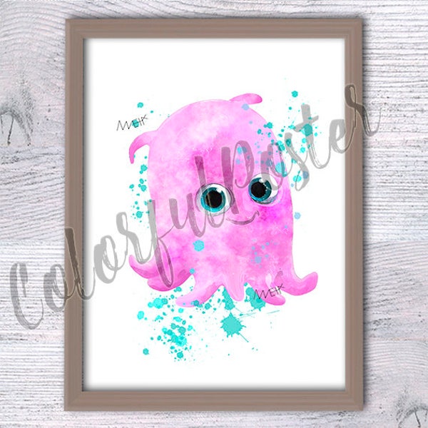 Pearl Finding Nemo  wall decor Nemo friends Nemo Pearl poster Nursery art Pink décor Kid room Pearl print V34