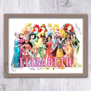 Custom princess name Personalized name poster Gift for her Personalized kid print Customized wall art Birthday gift Princess customized V683 image 3