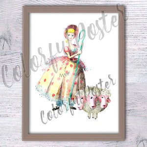 Bo Peep Toy Story wydruk Toy Story Bo Peep plakat Toy Story dekoracja ścienna Sztuka ścienna Prezent urodzinowy Sztuka ścienna Prezent dla niej Bo Peep akwarela V300