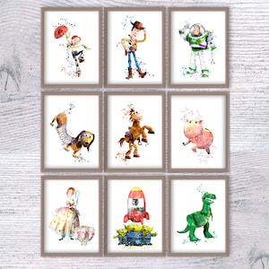 Plakat Toy Story Zestaw 9 plakatów Toy Story Wystrój Toy Story Sztuka do pokoju dziecięcego Wystrój domu Prezent na baby shower Sztuka ścienna Prezent urodzinowy V428