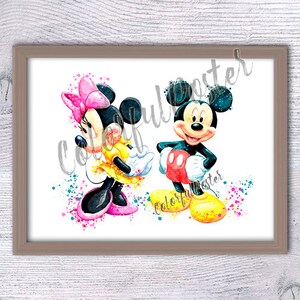 Minnie and Mickey Mouse print Mickey Mouse poster Baby shower gift Minnie Mouse print  wall decor Kids room wall art Nursery art V242
