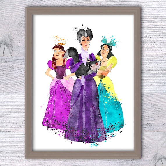 Disney Cinderella Print Disney Wall Decor Lady Tremaine And Etsy