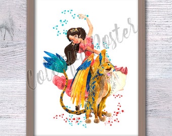 Elena von Avalor Poster Elena und Skylar Druck Prinzessin Wanddekoration Geschenk für Sie Wohnkultur Wandkunst Geburtstagsgeschenk Prinzessin Elena Poster V445