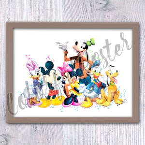 Mickey Mouse print Mickey Mouse Clubhuis poster muur decor Speeltuin decoratie Muur hangende kunst Kids kamer kunst aan de muur Cadeau-idee V530