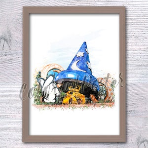 Sorcerer Hat print Disney theme park poster Disney icon Mickey Mouse hat Nursery art Sorcerer Hat print Disney wall decor V714