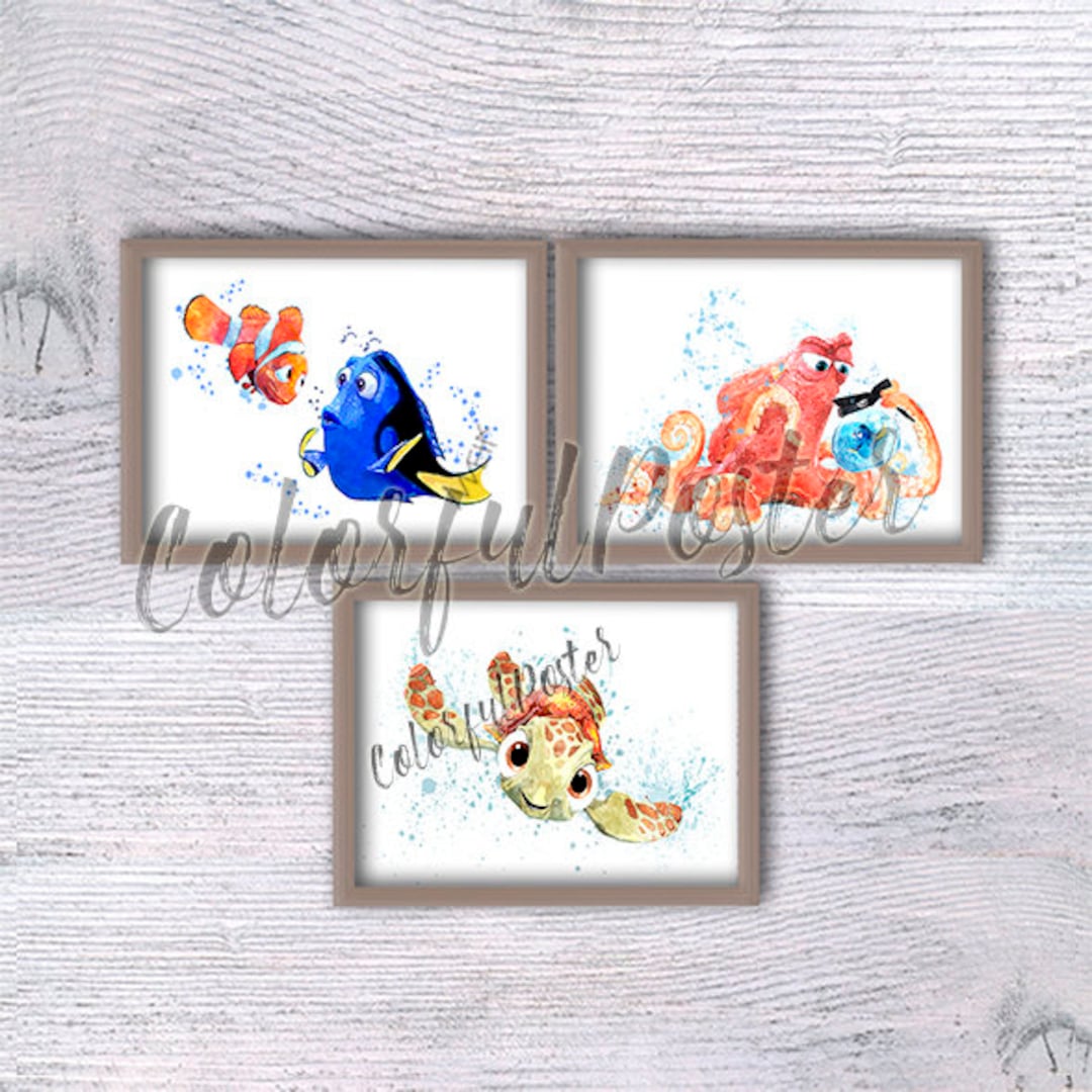 Finding Dory Print Set of 3 Finding Dory Poster Bathroom Wall Decor