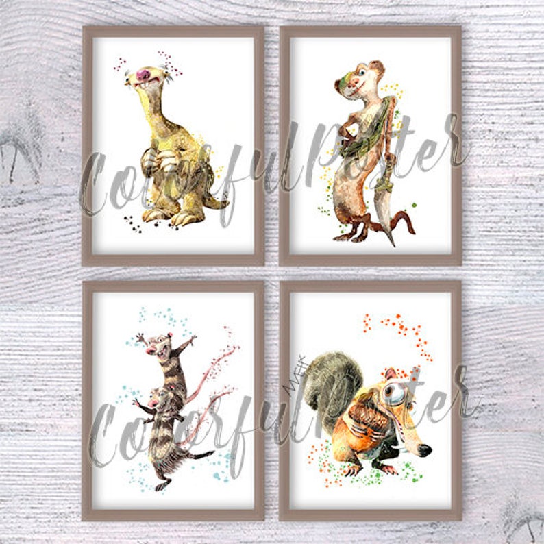 Ice Age Set Ice Age Set of 4 Scrat From Ice Age Nursery Room Sid Crash | Etsy