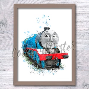 Gordon the Express Engine Gordon the Train print kinderkamerkunst Thomas kunst aan de muur kinderkamer decor trein aquarel Home decor verjaardagscadeau V711