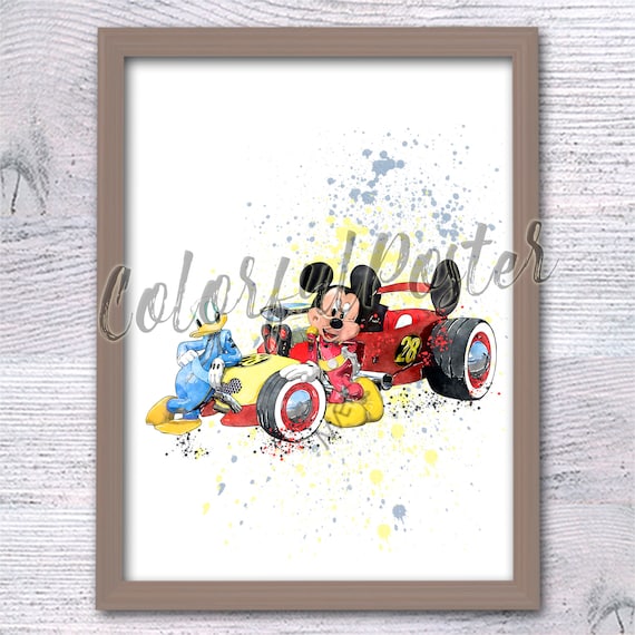 Mickey and Donald Roadster Racers Mickey Mouse Poster Wall Decor