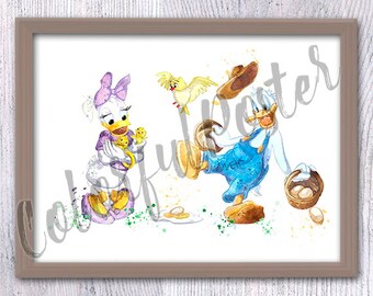 ドナルドダックとゴリラ 1944年ディズニー漫画ポスター復刻版 約18x12