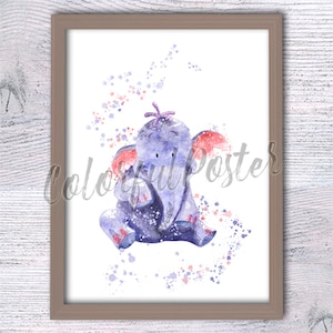 Pooh and Lumpy Wall Art Print, Cute Nursery Decor, Baby Shower Gift, Winnie the Pooh Poster, Kids Room Artwork, Playroom Illustration V522