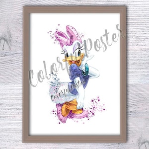 Daisy Duck impresión Daisy Duck cartel Disney pared decoración vivero arte Daisy Duck acuarela Mickey Mouse amigo V244