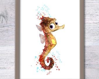 Sheldon Sea Horse Print: Finding Nemo Nursery Art V20