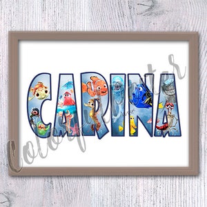 Finding Nemo custom name Personalized custom print Personalized name Finding Nemo poster Custom wall decor Nursery art Baby custom name V692
