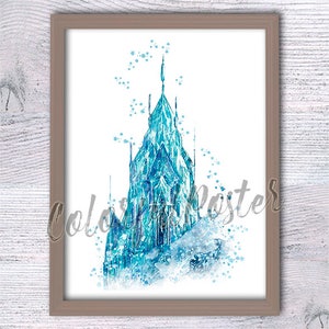 Frozen poster Elsa castle print Frozen wall decor Girl room decor Kids room wall art Playground decoration  princess print V534