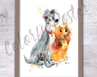 Poster mit Lady and the Tramp Lady and the Tramp Wanddeko für Mädchen und Jungen Poster V373
