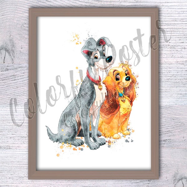 Lady and the Tramp poster  Lady and the Tramp print  wall decor Nursery art V373