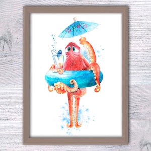Dory Finding Nemo, poster Hank en Dory, grappige print kinderkamer, Dory, Nemo, babykamerdecoratie, kindercadeau, Dory, zomerdecoratie, cadeau vriend, V78
