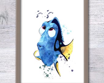 Dory Watercolor Print: Finding Nemo Nautical Nursery Art V22