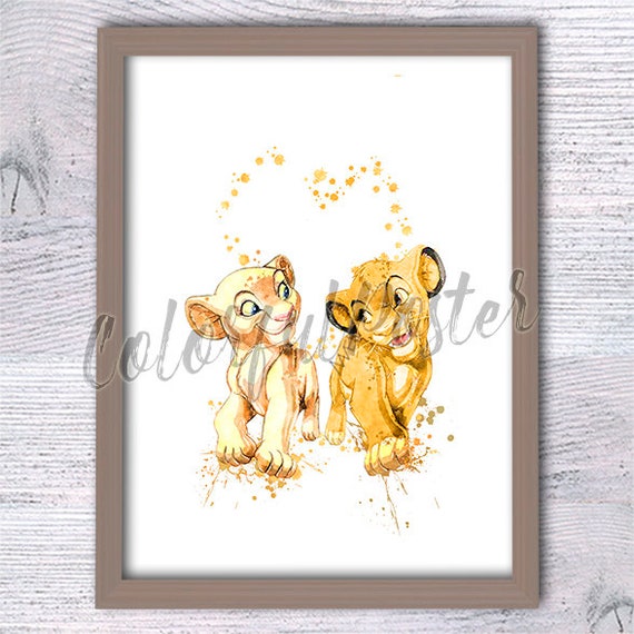 Lion King Family Newborn Simba Rafiki Mufasa Sarabi Watercolor Print Disney Art