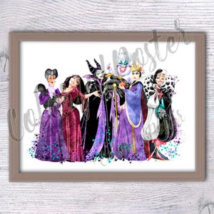 Evil Queen poster Disney Villains art print Villains Queen illustration Disney wall decor Home decoration Kids room wall art V323