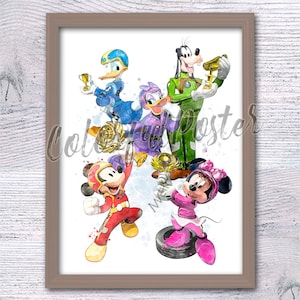 Topolino e i vincitori della Roadster Poster di Topolino e corridori Stampa di Topolino Decorazione murale di Topolino Amici di Topolino V831