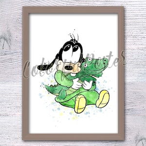 Goofy babykamer decor - Disney karakter kunst aan de muur voor kinderkamer - schattige Goofy print voor kraamcadeau - peuter speelkamer V817