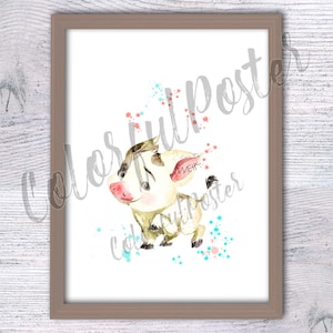 Póster de Moana Pua, impresión de cerdo de Moana, decoración de pared de Moana, arte de pared para habitación infantil, regalo de cumpleaños, arte infantil, decoración del hogar, arte de pared, lindo cerdo V421