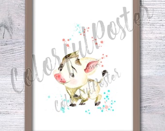 Moana Pua Poster Moana Schweinchen Poster Moana Wanddeko Poster Kinderzimmer Wandbild Geburtstagsgeschenk Kinderzimmer Kunst Niedliches Schweinchen V421