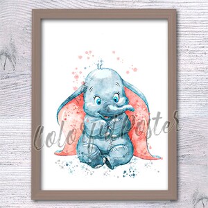 Dumbo Nursery Poster, Sweet Baby Elephant Decor, Disney Inspired Baby Room Art, Dumbo Shower Gift, Flying Elephant Print, Birthday Gift V614