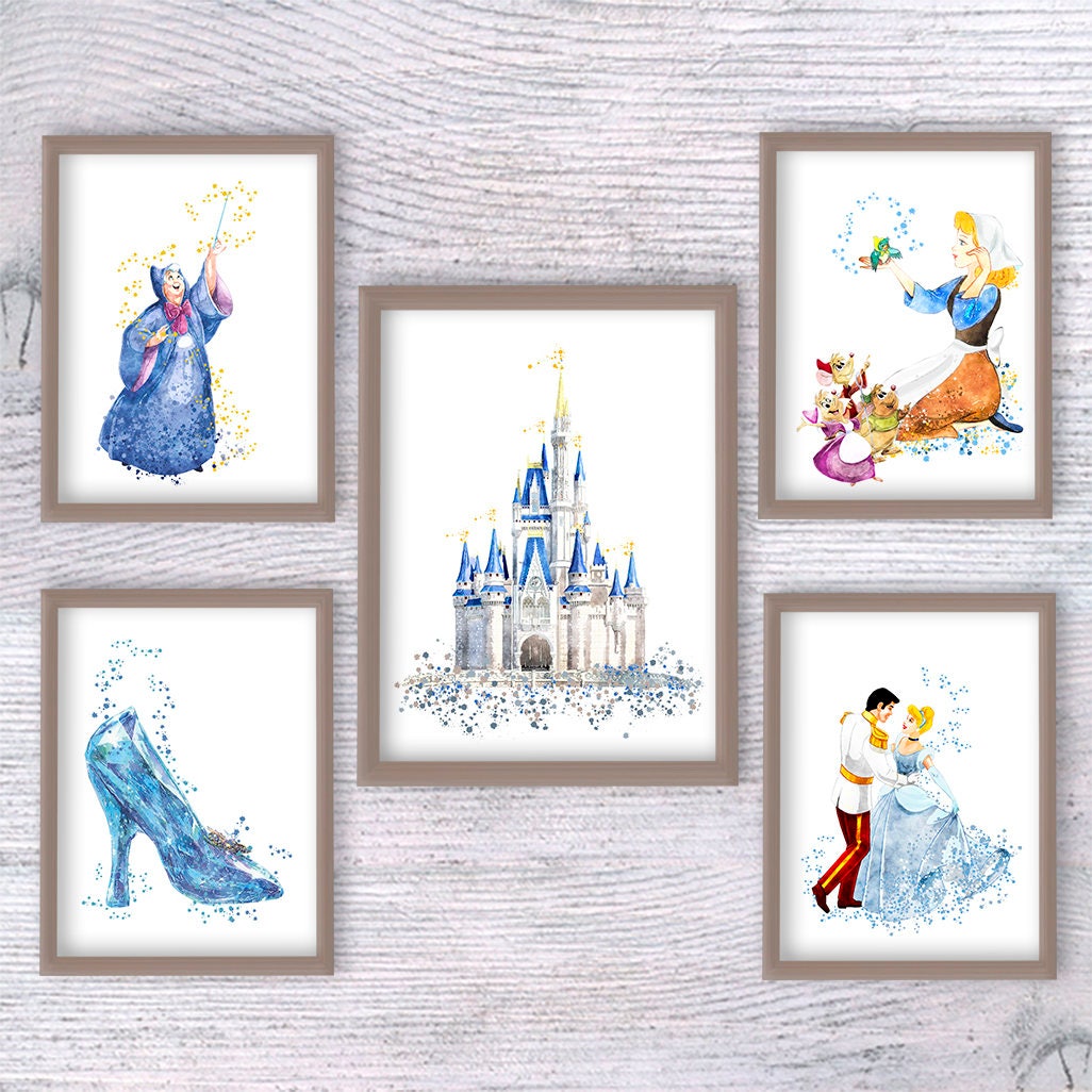 Cinderella Print Set of 5 Cinderella Poster Cinderella Wall Decor