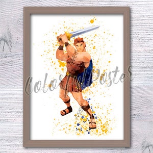 Herkules wydruk Herkules akwarela Herakles plakat Herakles dekoracja ścienna Mitologia grecka Dekoracja domu sztuka ścienna Prezent urodzinowy V620