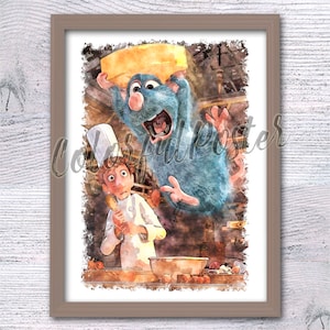 Ratatouille print Remy and Linguini poster Ratatouille wall decor Birthday gift Remy Little chef print Kitchen wall art Home decor V845