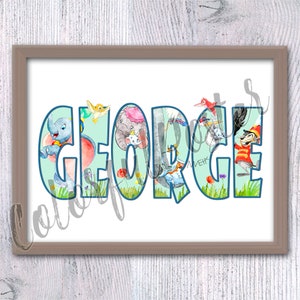 Personalized Dumbo name, Dumbo decor, Dumbo custom name, Elephant room decor, nursery print, Baby boy custom name, Dumbo  art V655