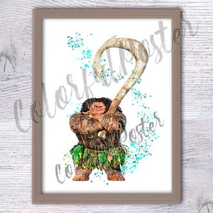 Maui print Maui Moana poster Moana princess Moana wall decor Maui watercolor Nursery art Maui Demigod V278