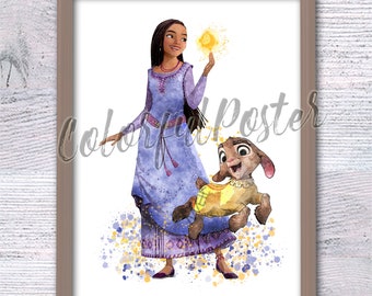 Disney's Wish Art Print: Asha, Valentino, Kingdom of Rosas Decor V849